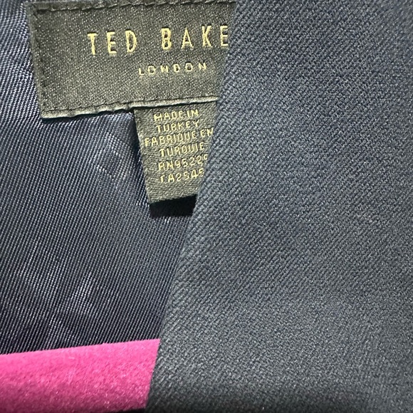 $295 Ted Baker London Women's Navy Crossover Sheath Midi Dress Size Small (2) - Picture 6 of 8